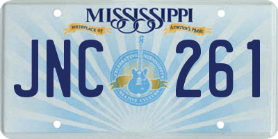 MS license plate JNC261
