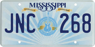 MS license plate JNC268