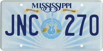 MS license plate JNC270