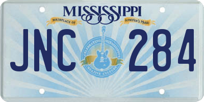MS license plate JNC284