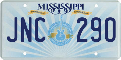 MS license plate JNC290