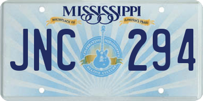 MS license plate JNC294