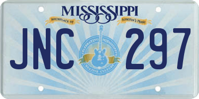 MS license plate JNC297