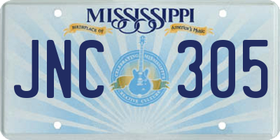 MS license plate JNC305