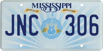 MS license plate JNC306