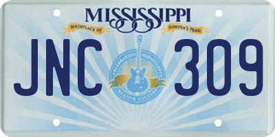 MS license plate JNC309