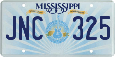 MS license plate JNC325