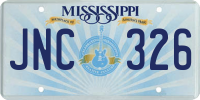 MS license plate JNC326