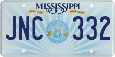 MS license plate JNC332