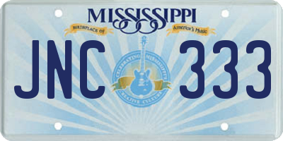 MS license plate JNC333