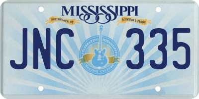 MS license plate JNC335