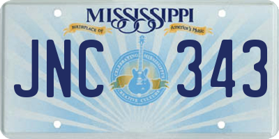 MS license plate JNC343