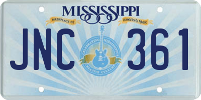 MS license plate JNC361