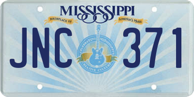 MS license plate JNC371