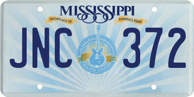 MS license plate JNC372