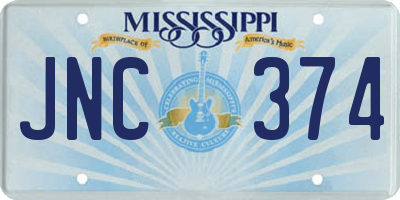 MS license plate JNC374