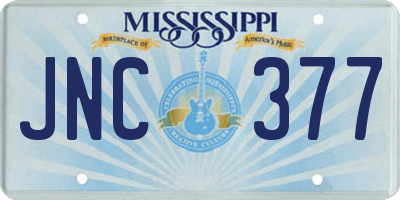 MS license plate JNC377