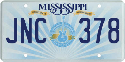 MS license plate JNC378