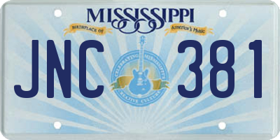 MS license plate JNC381