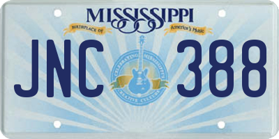 MS license plate JNC388