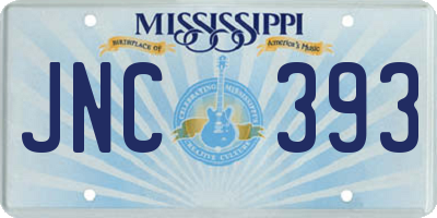 MS license plate JNC393