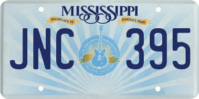 MS license plate JNC395