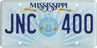 MS license plate JNC400