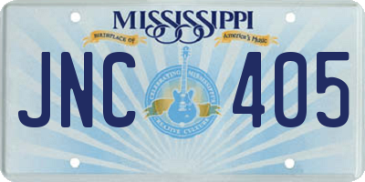 MS license plate JNC405