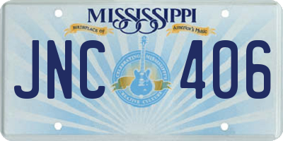 MS license plate JNC406