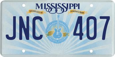 MS license plate JNC407