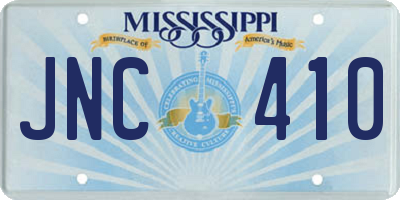 MS license plate JNC410