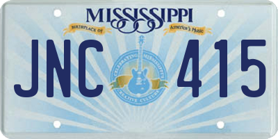 MS license plate JNC415
