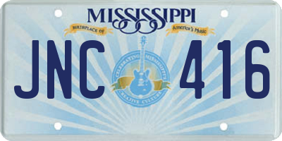 MS license plate JNC416