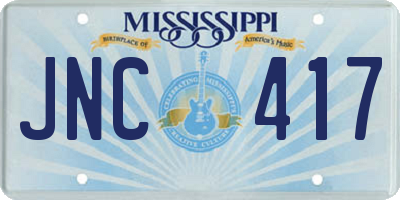 MS license plate JNC417