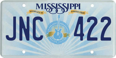 MS license plate JNC422