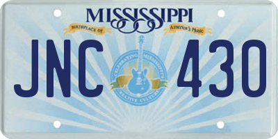 MS license plate JNC430