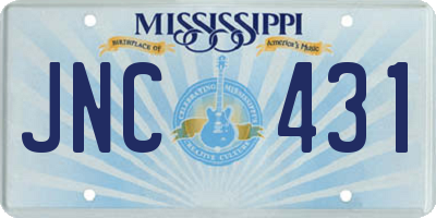 MS license plate JNC431