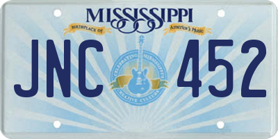 MS license plate JNC452