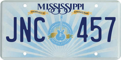 MS license plate JNC457