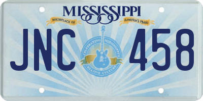 MS license plate JNC458