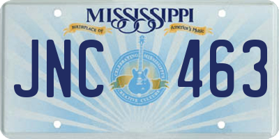 MS license plate JNC463