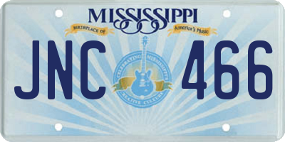 MS license plate JNC466