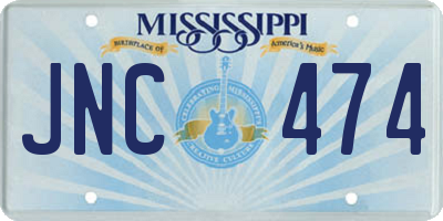 MS license plate JNC474