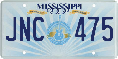 MS license plate JNC475