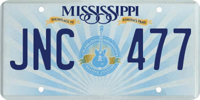 MS license plate JNC477
