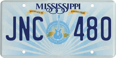 MS license plate JNC480