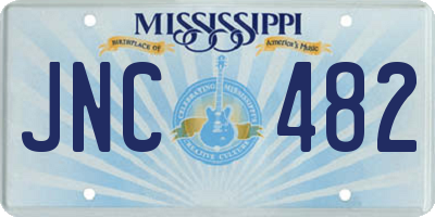 MS license plate JNC482