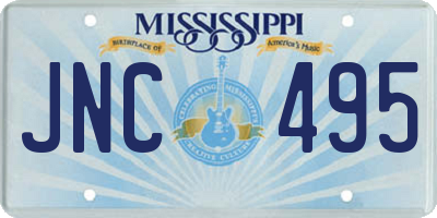 MS license plate JNC495