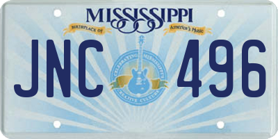 MS license plate JNC496