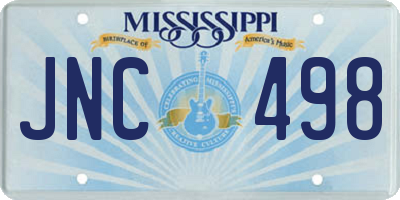 MS license plate JNC498